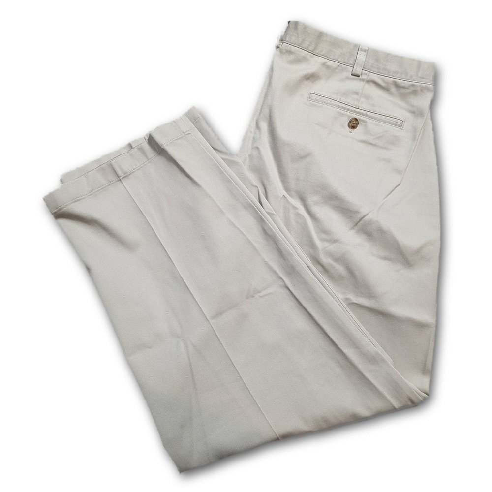 L.L.Bean Comfort Waist Mens Pants Khaki 40x29 Classic Casual Business Travel